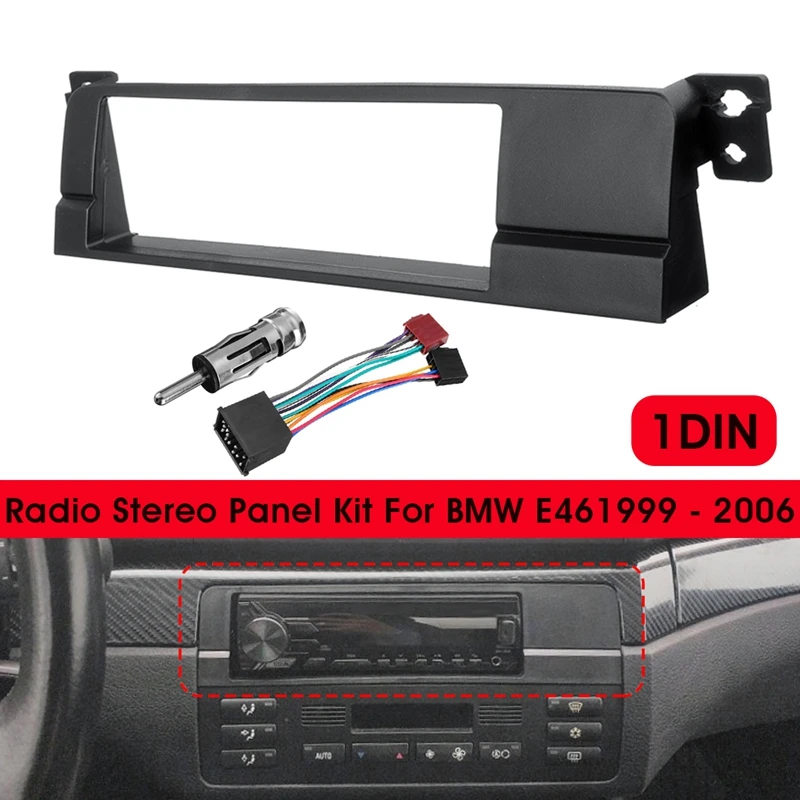 자동차 라디오 스테레오 페이시아 어댑터 DVD 패널 피팅 키트, BMW E46 1999-2006, 1 딘