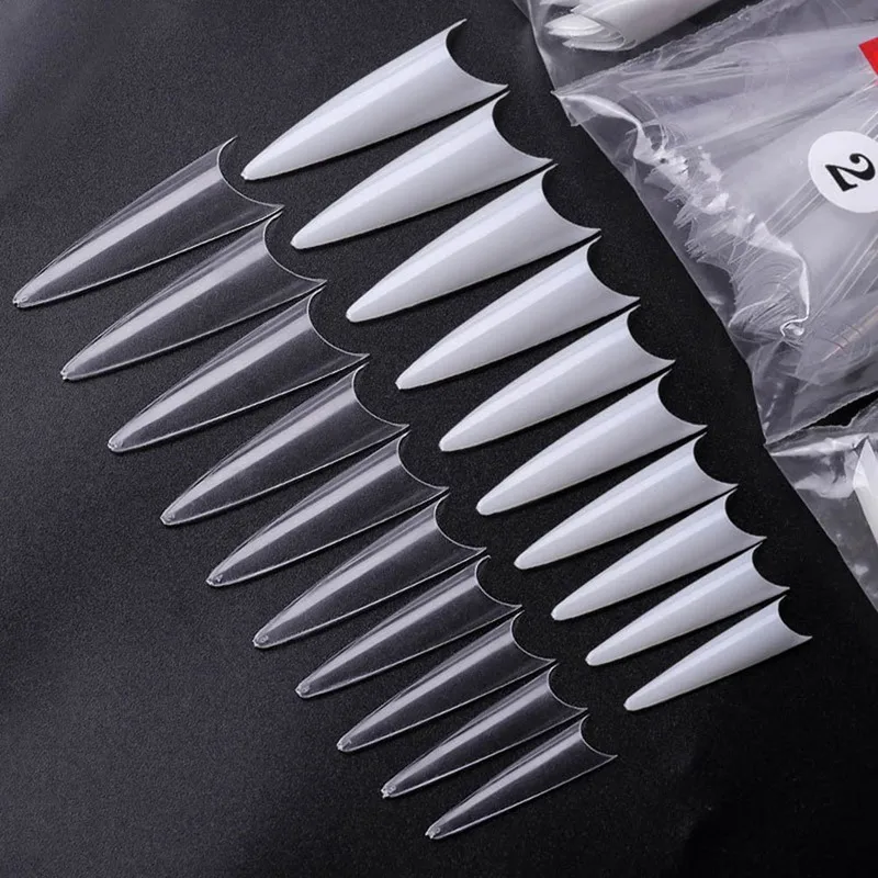 

600Pcs/Bag Nail Tips Sharp Fake Nails Half Cover Nails Clear/Natural False Nails Artificial Nail Art Design Tools
