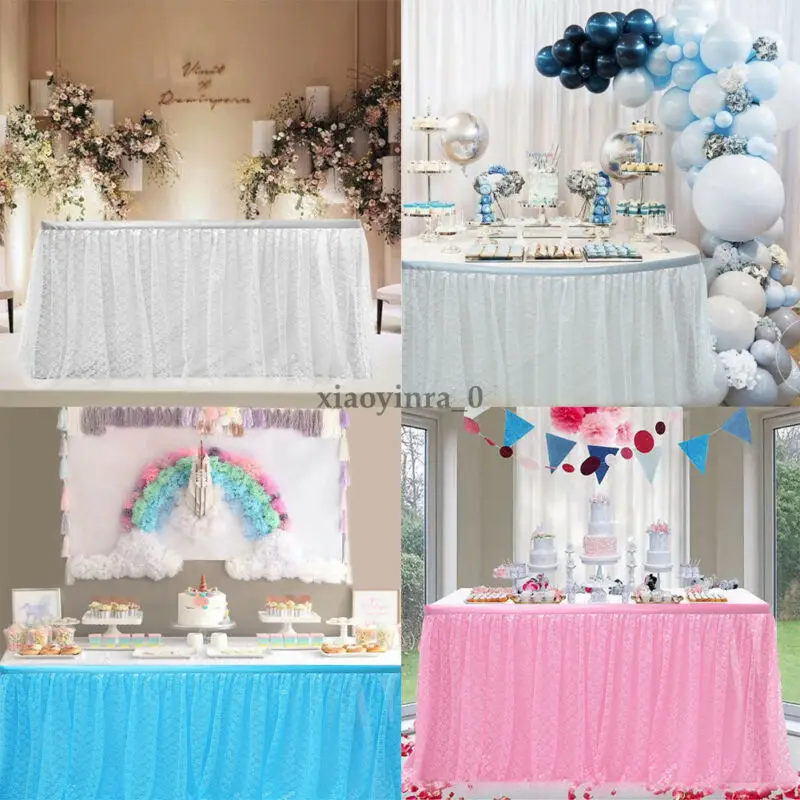 6ft 185cm x 77cm Lace Mesh Table Skirt Wedding Tulle Tutu Party Birthday Festive Solid Color Home Decor | Дом и сад