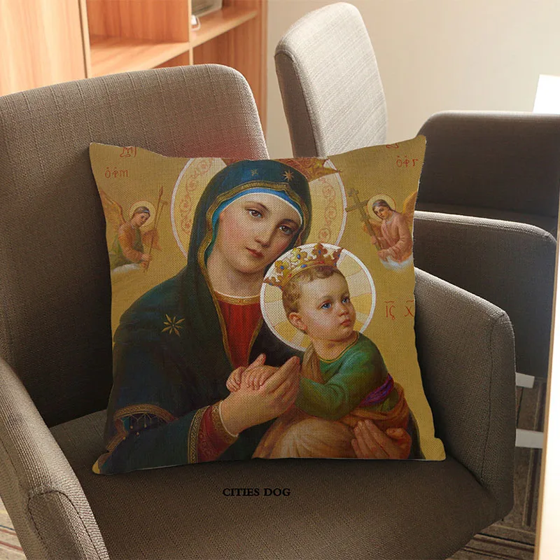 Христианство хорошая пятница Иисуса Крест Девы Марии Святого ребенка бросок наволочка домашние церковные, религиозные декоративная подушка для дивана чехол