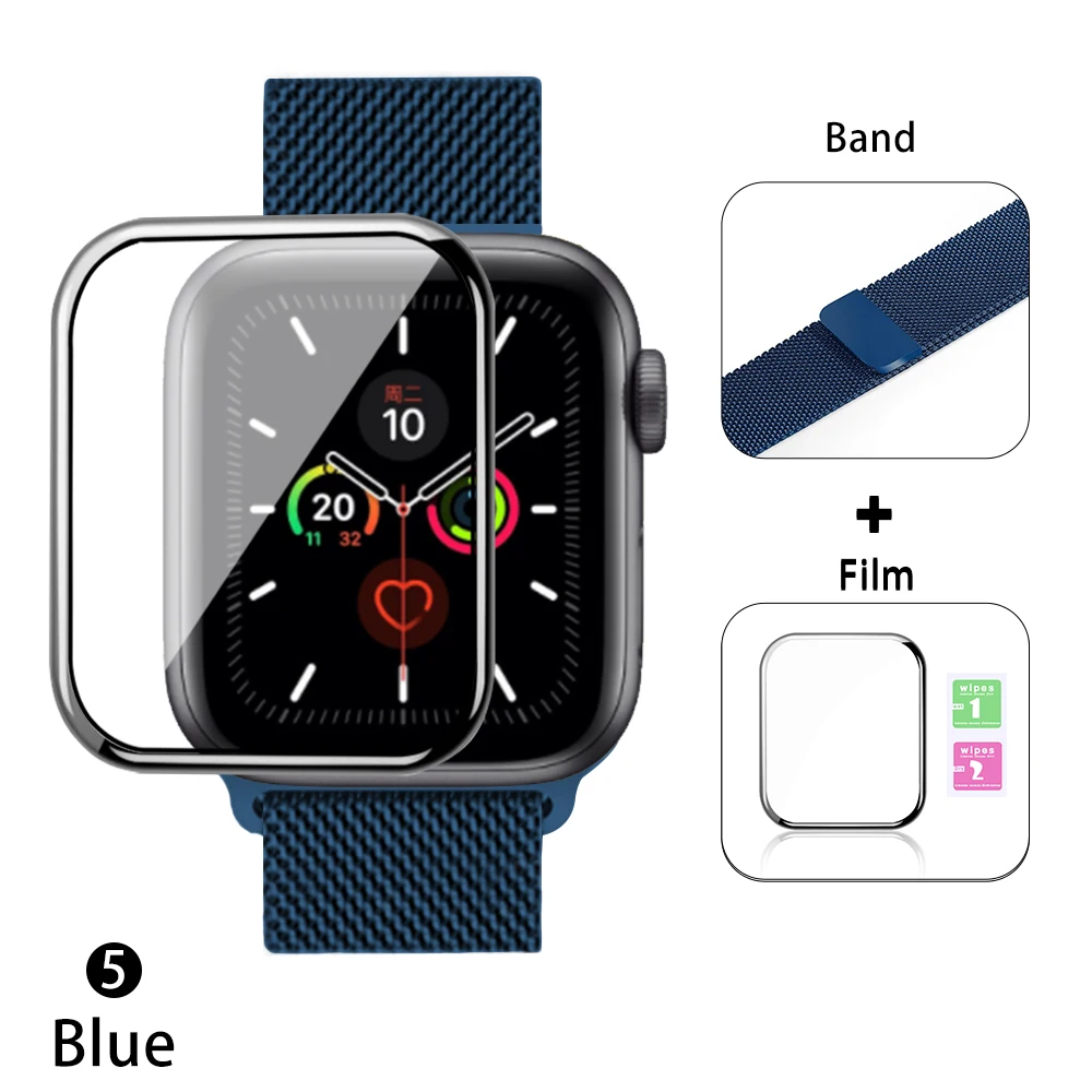 Flim+ ремешок для Apple Watch 5 ремешок 44 мм 40 мм iWatch ремешок 42 мм 38 мм Миланская петля браслет металлический ремешок для Apple watch 4 3 2 1 - Цвет ремешка: Blue