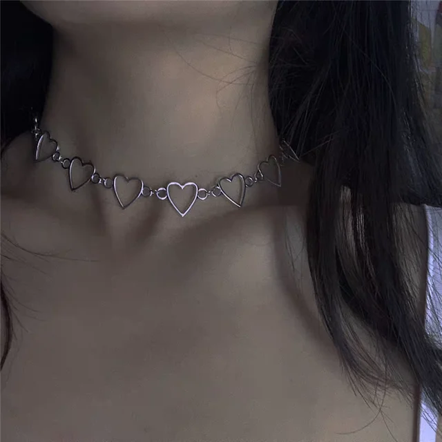 Dropship Kpop Vintage Harajuku Goth Metal Heart Neck Chains Choker Grunge  Necklaces For Women Egirl Cosplay Aesthetic Accessories Jewelry to Sell  Online at a Lower Price