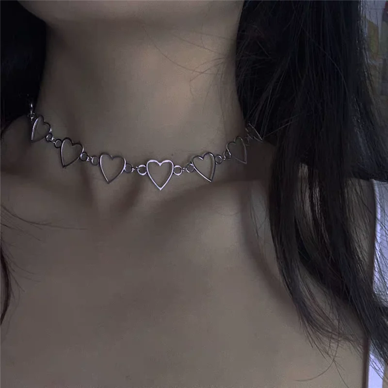Цепочка-чокер к-pop в стиле Харадзюку для женщин металлическая цепочка с вырезами