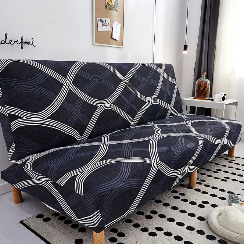 Геометрический складной диван-кровать, чехлы для дивана, спандекс, растягивающийся двойной чехол для сидения, чехлы для гостиной, геометрический принт
