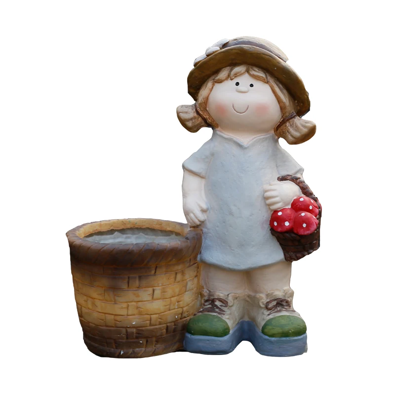 

48cm Creative Cute Cartoon Child Girl Succulents Flower Pot Decor Modern Figure Art Pot Vase Home Garden Outdoor Decor R2912