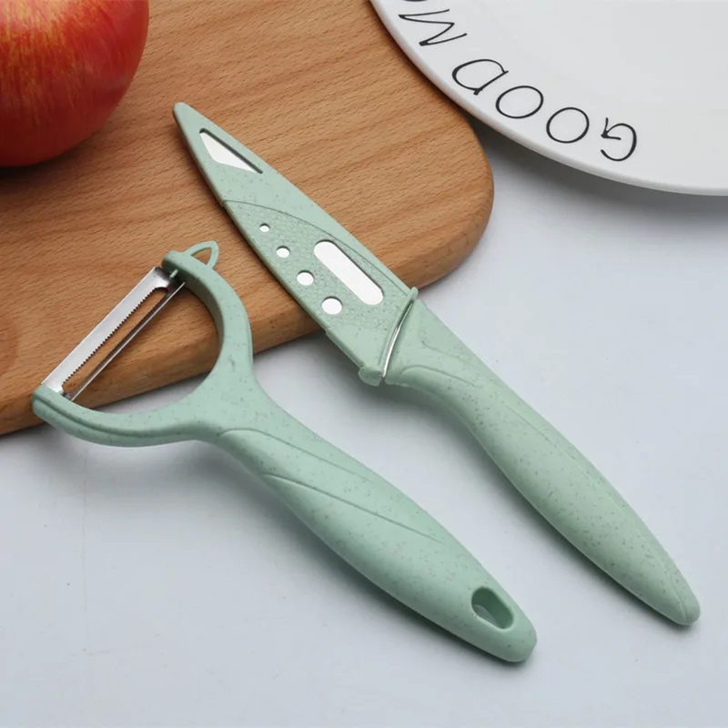 

2 Pcs/Set Multifunctional Wheat Straw Potato Peeler Carrot Zester Slicer Fruit Vegetable Tools Kitchen Accessories
