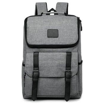 

2019 Fashion New Men's Bag Simple Computer Bag Student Backpack Zipper Canvas Backpack ZF10519