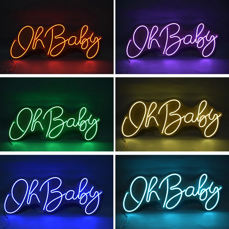 Цветная (RGB) изменение Цвет звук Управление с надписью Oh BABY светодиодная неоновая