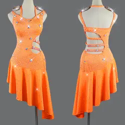 Upmarke/латинские платья для спортивных танцев; Женский костюм; оранжевое платье для танцев; женское платье для латинских танцев; платье для