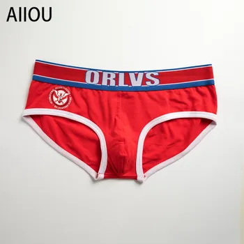 

AIIOU Sexy Men Underwear Letter Print Mens Briefs Bikini Under Wear Quick Dry Underwear Gay Panties Breathable Sexy Male Panties