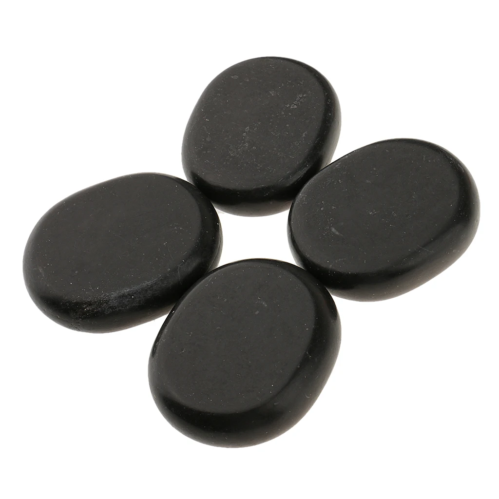 4pcs/ lot Large Spa Hot Rocks Relaxing Massage Stones for Pain Relieving Natural Basalt Kit -5x6 cm Black