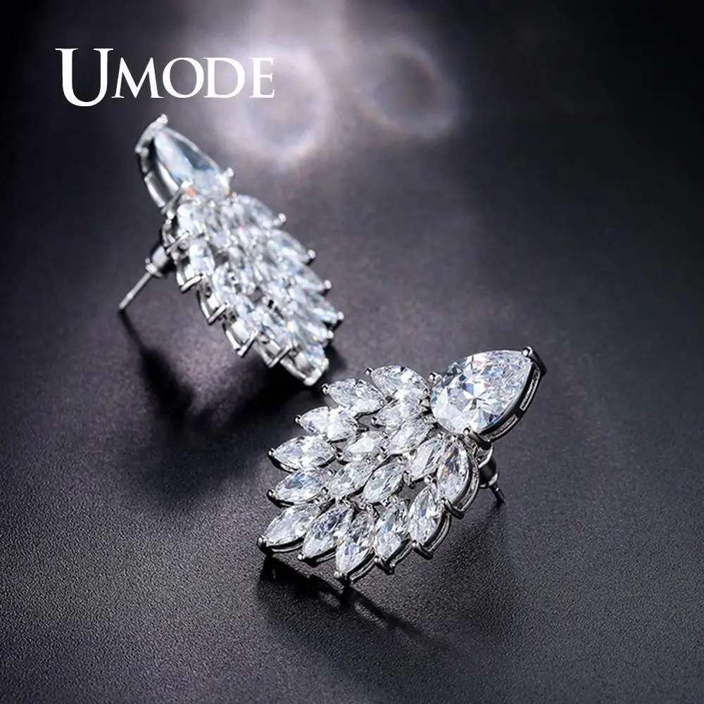 UMODE женские прозрачные серьги с цирконием кубической огранки для женщин, Помолвочные шпильки, роскошные свадебные украшения, подарки для девочек, аксессуары UE0245