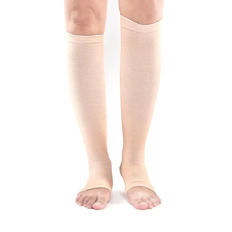 

3Pairs Elastic Open Toe Knee High Stockings Calf Compression Stockings Varicose Veins Treat Shaping Graduated Stockings