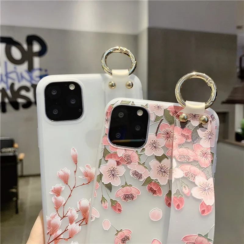 Чехол для iPhone 11 Pro Max мягкий ТПУ держатель телефона чехол 8 Plus 6 6s 7 X XR Xsmax с цветочным