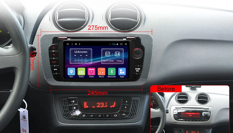 Discount AWESAFE 2 Din Android Car Radio Multimedia Video Player GPS Navigation for Seat Ibiza MK4 6J 2009 2010-2013 DVD 7