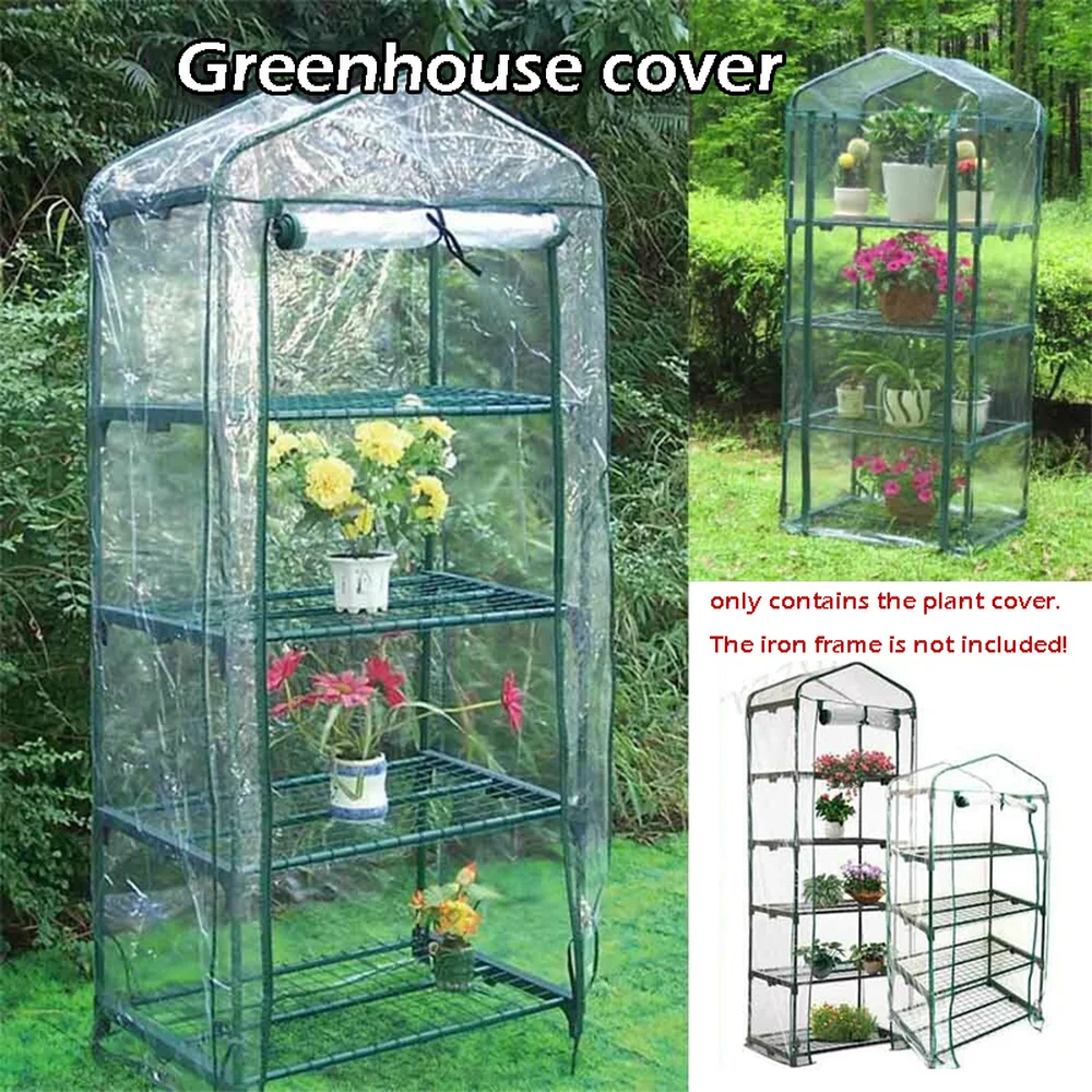 4 Tier Small Greenhouse Bag Garden Plant Cover Clear PVC Plastic Growbag Box UK 