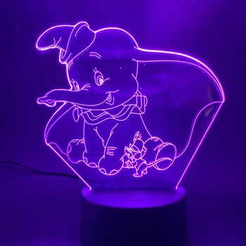

Fashion Artwork Sculpture Colors Changing Elephant Lights 3D Optical Modelling Led Night Lamp Touch Button Home Lightings Lamp