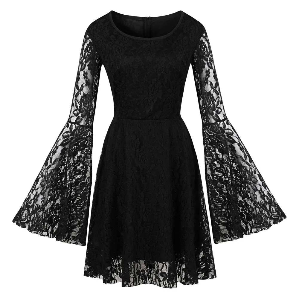 Для женщин сексуальные кружева на Хэллоуин в готическом стиле панк платье длинное расклешенное платье Винтаж ретро в викторианском стиле готический черный Мини Вечерние платья
