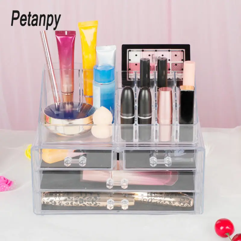 

Acrylic transparent Makeup Organizer Storage Boxes Make Up Organizer For Cosmetics Brush Organizer home Storage Drawers type