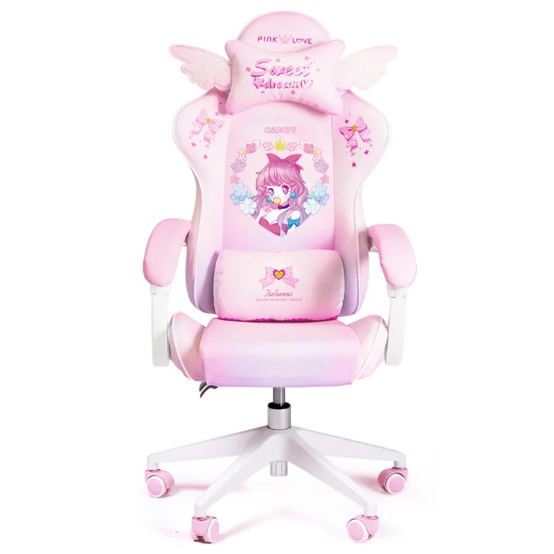 2021 New Lovely pink Maiden computer chair students gaming chair silla girl ESports chair Anchor home Live Rotating Chair 