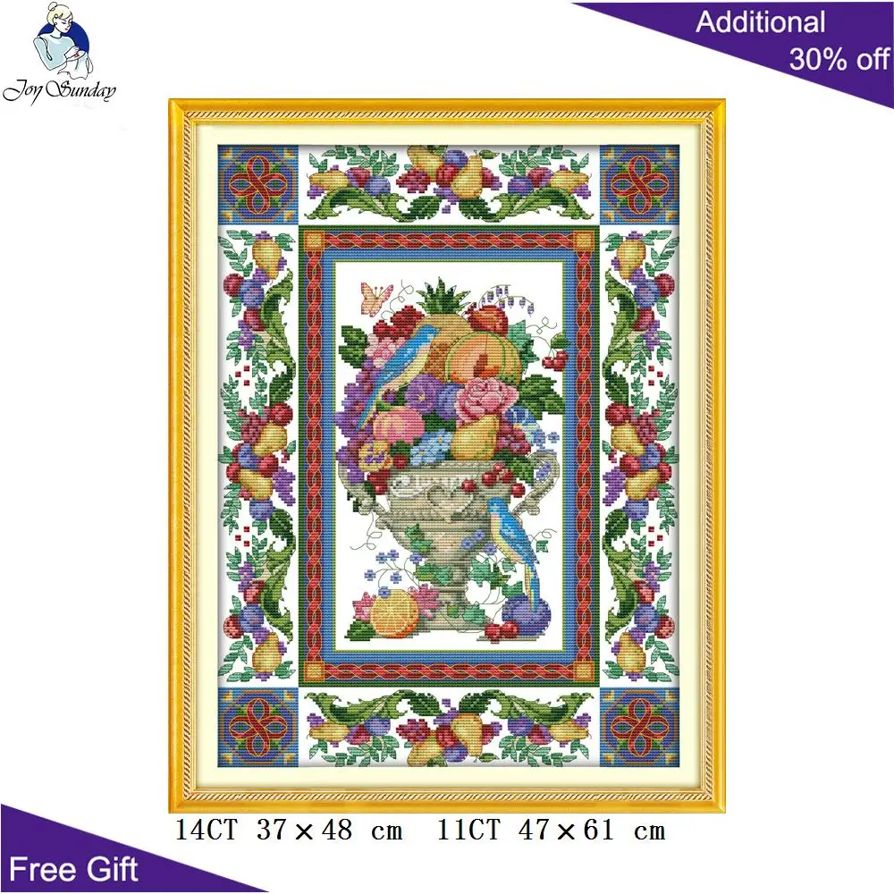 Joy Sunday Gorgeous Fruit Home Decor J160 Counted and Stamped Bowl Needlework Embroidery Cross Stitch Kit |