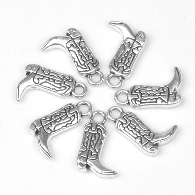 10pcs-18X11mm ковбойские сапоги очаровательные аксессуары винтажная антикварная