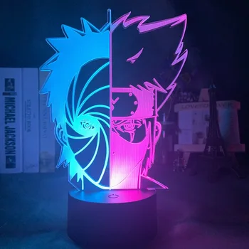 

Double Color Led Night Light Half Face Obito Uchiha and Kakashi Hatake Nightlight for Kids Bedroom Decor Light Desk Lamp Naruto