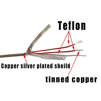 

100M compensation wire PT100 3-core silver-plated shield high temperature thermocouple wire Telflon wire three-core PTFE Cable