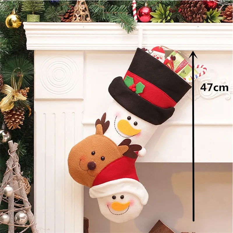 Большие рождественские чулки; Подарочная сумка для детей; рождественские сапоги; Санта-Клаус; снеговик; рождественские подарочные держатели; рождественские мешки с Санта-Клаусом