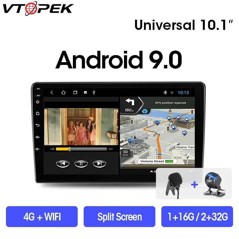 

Vtopek Android 9.0 Car Radio Multimidia Video Player Navigation GPS Wifi No 2din 2 Din Dvd Split Screen for Nissan Kia Honda VW