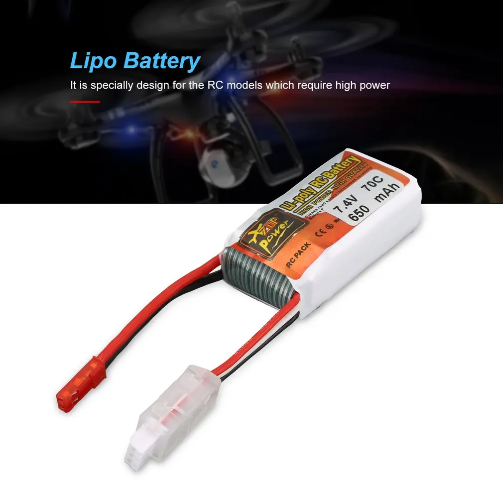 

ZOP Power 650MAH 7.4V 70C 2S JST Plug Lipo Battery Rechargeable Battery for RC Racing Drone Aircraft Helicopter Car Boat
