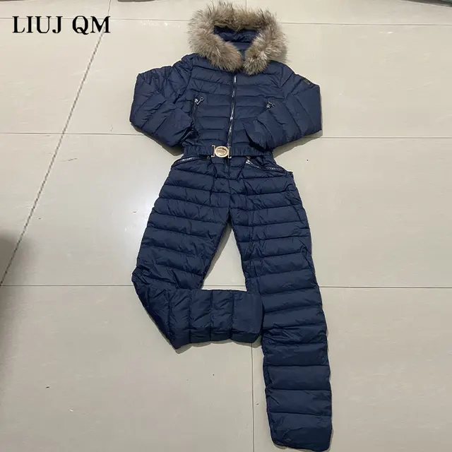 Tuta Sci One Piece Donna Con Guanti E Borse | Giacca E Pantaloni Integrati, Antivento E Caldo - Con Cappuccio E Pelliccia