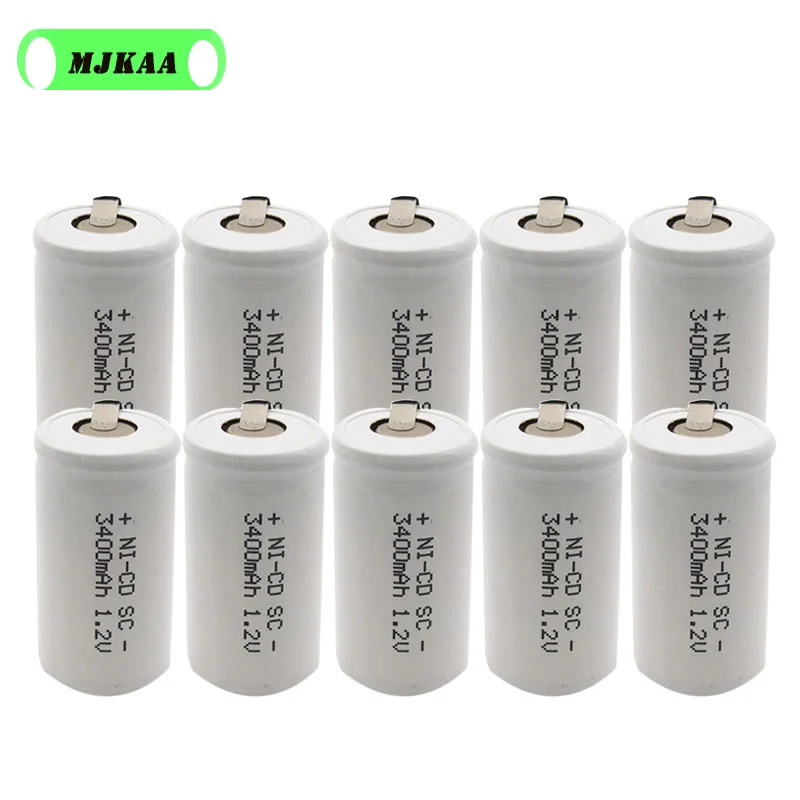 15 шт SC 1,2 V 3400mah аккумуляторная батарея 3400mah 4/5 SC Sub C Ni-cd ячейка со сварочными вкладками для электрической дрели шуруповерта