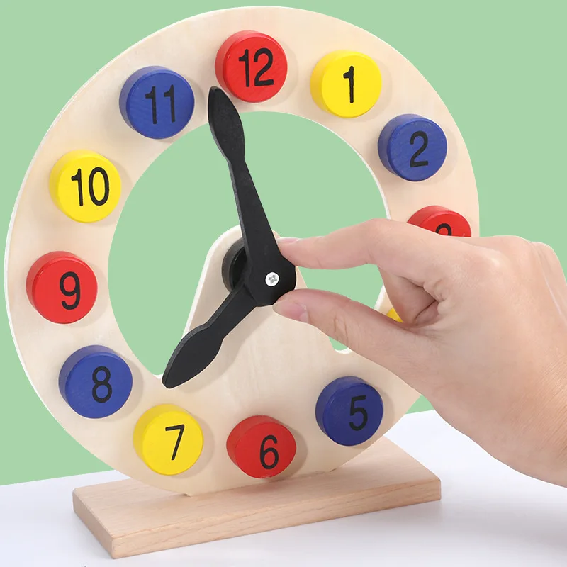 

Color Cartoon Wooden with Numbers Clock Children CHILDREN'S Teaching Learning Alarm Clock Educational Early Childhood Cognitive