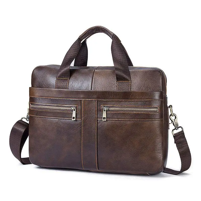 

ABZC-14 Inch Genuine Leather Handbag Briefcase Laptop Document Holder Men Business Women