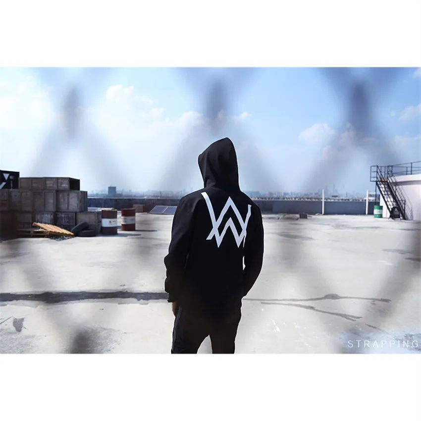 

2019 NEW Winter Fleece Sweatshirt Alan Walker Faded Hoodie Men Sign Printing Hip hop Rock Star sweatshirt Fleece Black Band