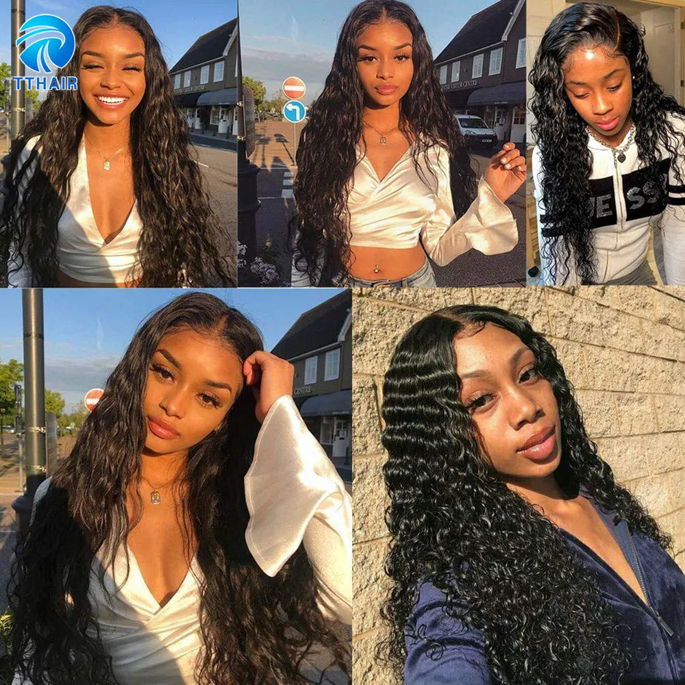 TTHAIR 4X4 закрытие шнурка Wig150 % прямые человеческие волосы парики для чернокожих