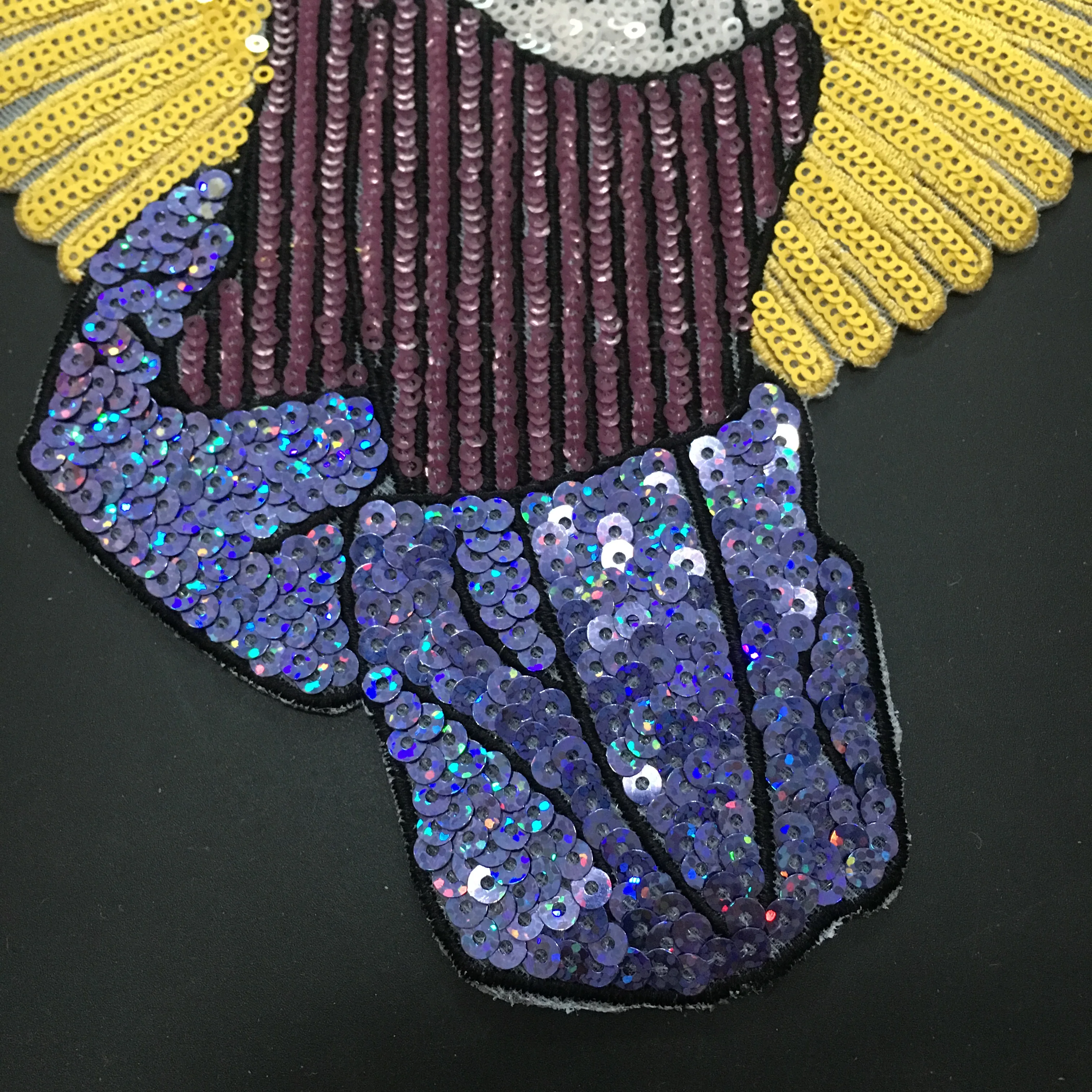 WUYUCONG New Praying Hands Sequined Iron on Patches for Clothes Prayer Hand Sequins Embroidery Appliques DIY Accessories