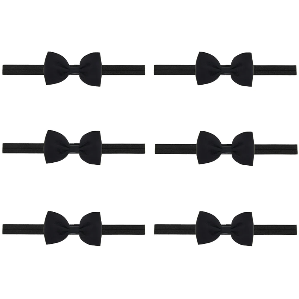 Black-6 PCS 6 шт.; детская Милая повязка на голову с бантом; тюрбан для девочек; Детские эластичные резинки для волос; HATWO1008 - Цвет: Black-6 PCS
