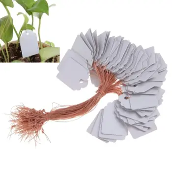 

100Pcs Plants Labels Hang Tag WIth Rope Seedling Garden Flower Pot Garden Nursery Pots Planters Flower Thick Plant Label Marker#