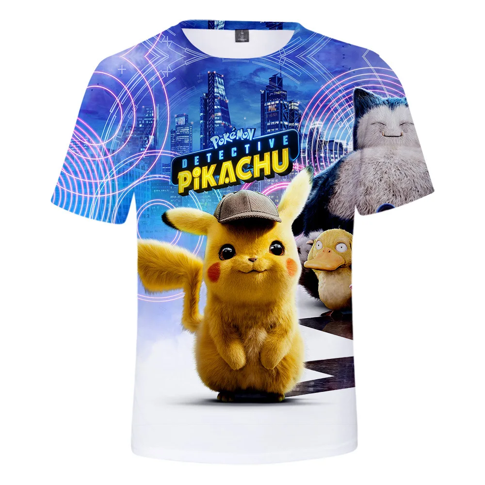 Летняя футболка с покемонами и Пикачу для детей от 3 до 20 лет ДЕТСКАЯ футболки с 3D-принтом футболка с короткими рукавами для мальчиков повседневная Уличная одежда для девочек
