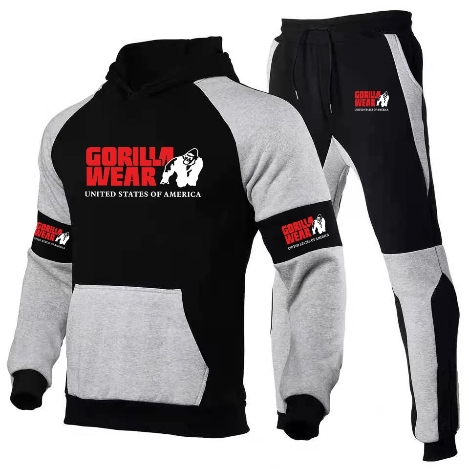 Gorilla Мужская толстовка + брюки Harajuku спортивный костюм Повседневная