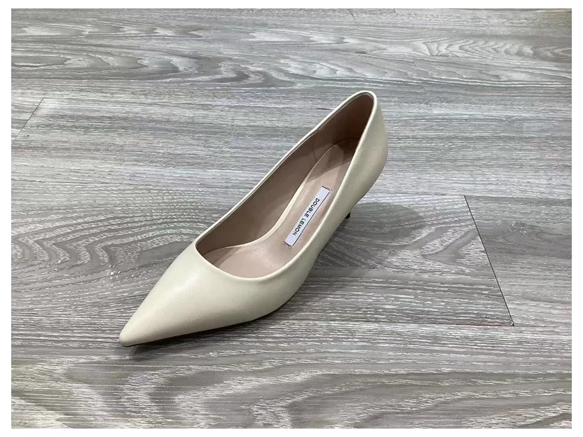 Женская обувь Туфли-лодочки с острым носком туфли на тонком каблуке 5 см женские вечерние туфли женские офисные женские туфли для свадьбы zapatos mujer - Цвет: Beige