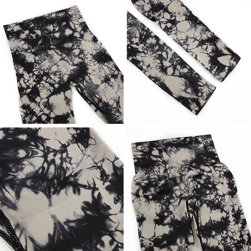 NORMOV Tie-Dye High Waist Yoga Leggings Women Sport Running Leggings Plus Size Push Up Slim Stretch Pants for Gym Fitness