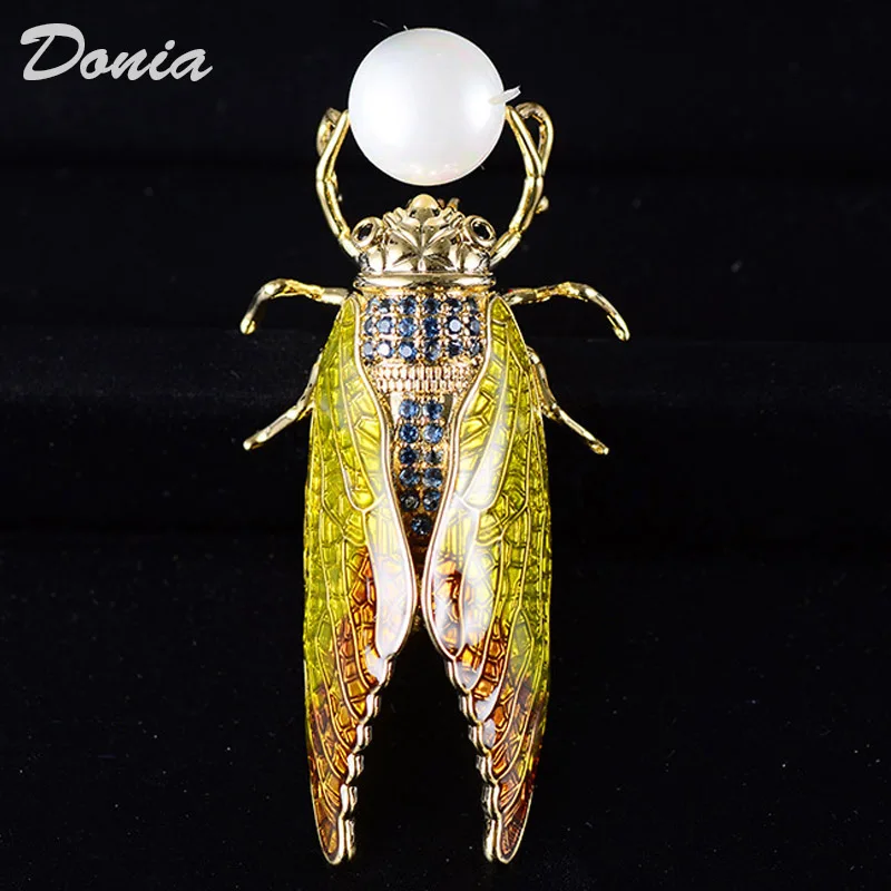 

Donia jewelry Fashion beautiful green armor beetle brooch copper AAA zircon brooch girl classic shell pearl brooch and gift