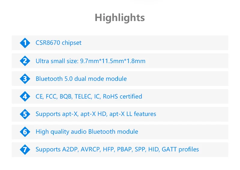FEASYCOM Новейший высокопроизводительный модуль CSR8670 CVC APTX Micro 5,0 bluetooth для пользовательских наушников