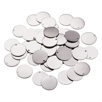 

50pcs 23mm 304 Stainless Steel Pendants Stamping Blank Tag Pendants Charm Flat Round for Jewelry Making Hole: 1.5mm