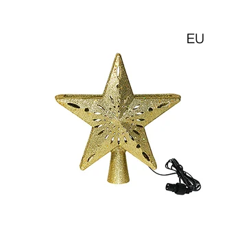 

2 in 1 Lighted Christmas Tree Toppers with Projector Glittered Pentagram Tree LED Night Lights Nursery Indoor Decorations