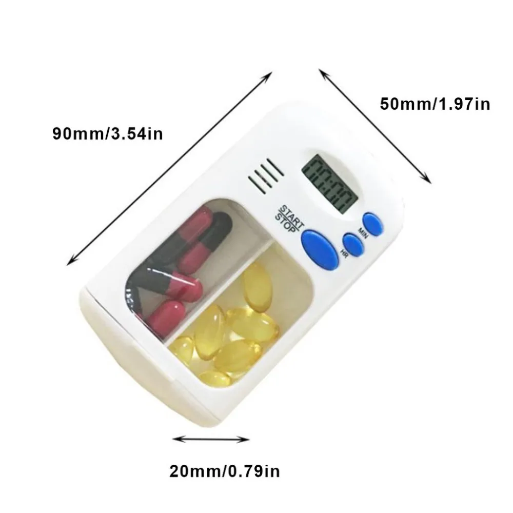 2 сетки электронный набор синхронизации портативный интеллектуальный таймер напоминания для пожилых таблеток Повседневный чехол для хранения