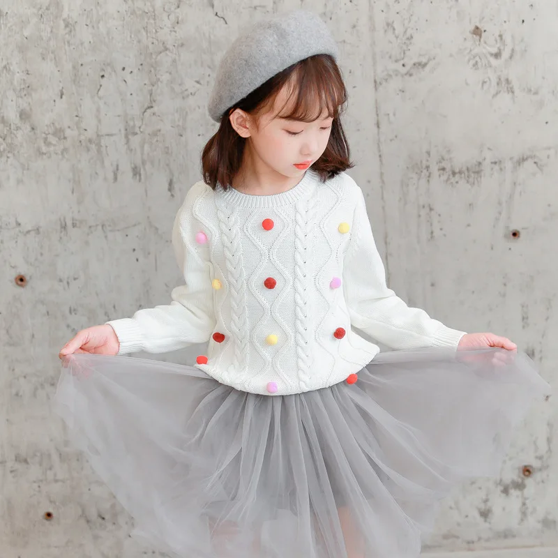 Girls Sweater Children Knitted Spring Autumn Clothes Solid White ...